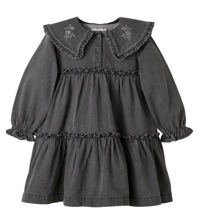 C'era Una Volta Viola embroidered cotton dress