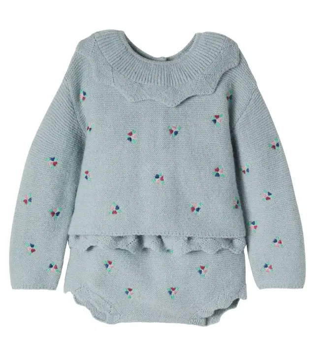 C'era Una Volta Baby Lana embroidered cardigan and skirt set