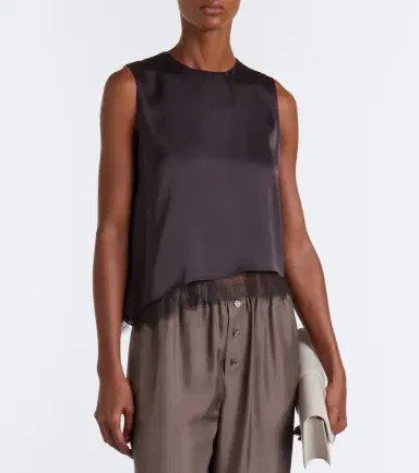 Vince Lace-trimmed satin top | Thumbnail 3