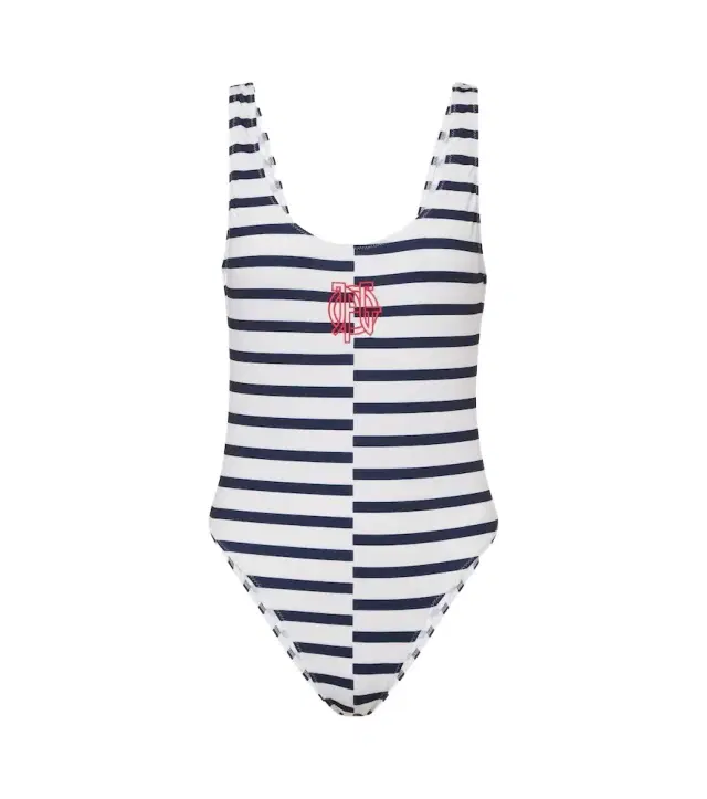 Jean Paul Gaultier Logo striped swimsuit