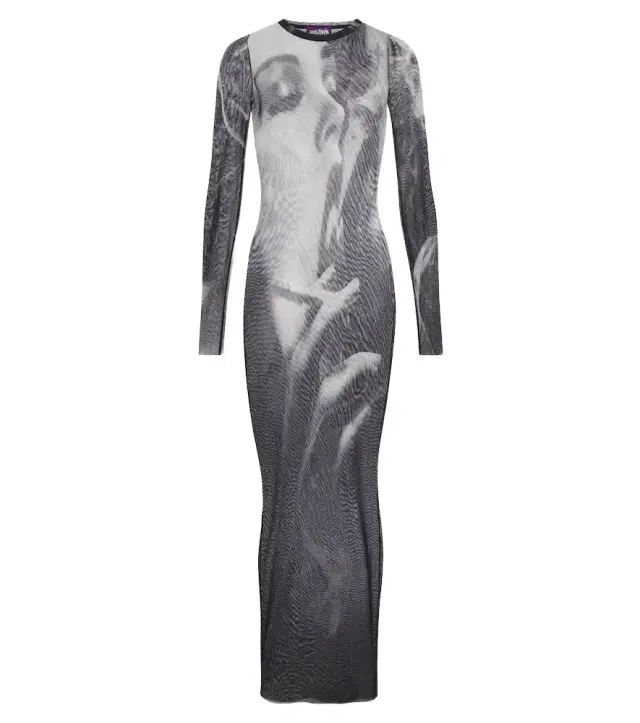 Jean Paul Gaultier Printed mesh maxi dress