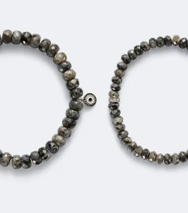 Sydney Evan Set of 2 14kt white gold beaded bracelets with diamonds and moonstones | Thumbnail 2