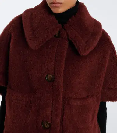 Max Mara Alpaca, wool, and silk teddy cape | Thumbnail 3