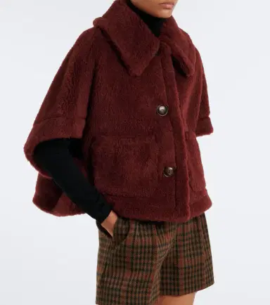 Max Mara Alpaca, wool, and silk teddy cape | Thumbnail 6