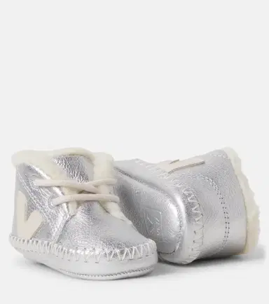 Veja Kids Baby Light ZZ metallic leather booties | Thumbnail 4