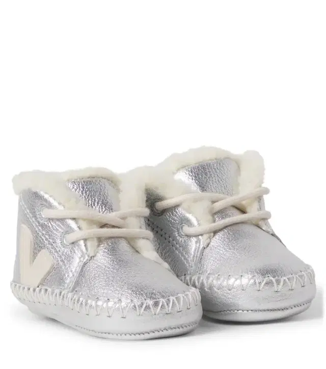 Veja Kids Baby Light ZZ metallic leather booties