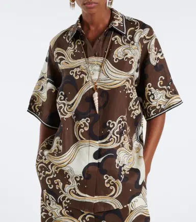 ALÉMAIS Alémais Otis printed oversized linen shirt | Thumbnail 2