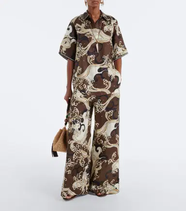 ALÉMAIS Alémais Otis printed oversized linen shirt | Thumbnail 5
