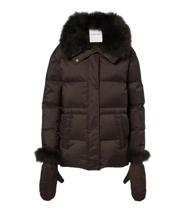 Yves Salomon Set of calf-hair trimmed down jacket and gloves