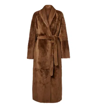 Yves Salomon Reversible shearling and leather wrap coat | Thumbnail 1