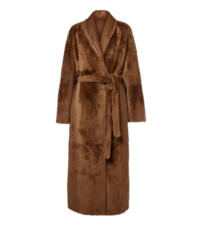 Yves Salomon Reversible shearling and leather wrap coat