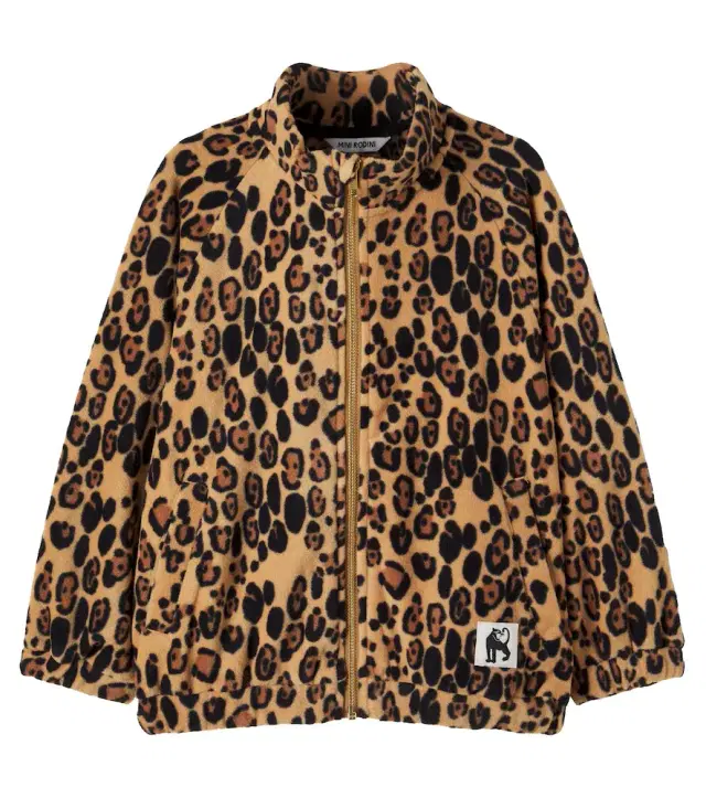 Mini Rodini Leopard print fleece jacket