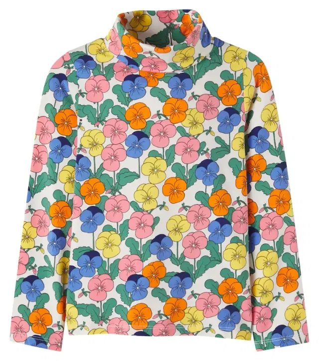 Mini Rodini Floral cotton-blend turtleneck top