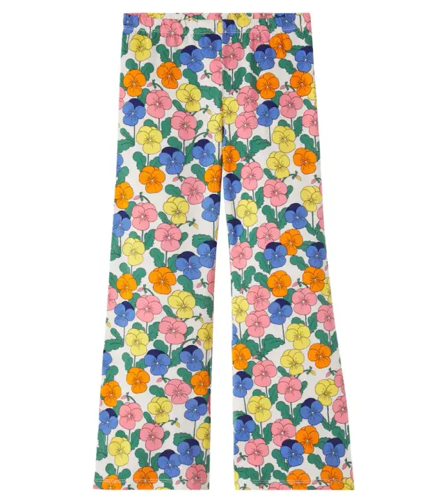 Mini Rodini Floral cotton-blend wide-leg pants