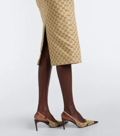 Gucci GG canvas cotton-blend pencil skirt | Thumbnail 3