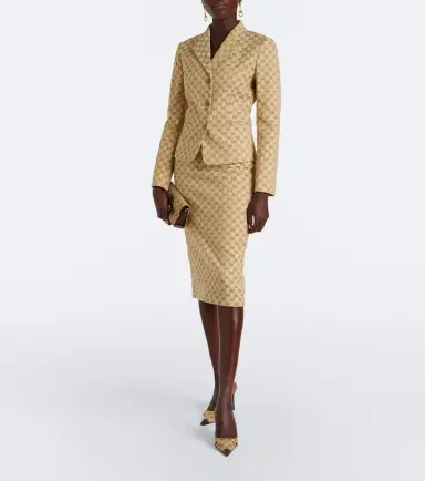 Gucci GG canvas cotton-blend pencil skirt | Thumbnail 4