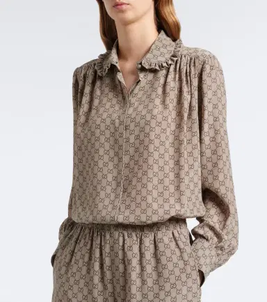 Gucci GG silk crêpe de chine blouse | Thumbnail 3 Gucci GG silk crêpe de chine blouse | Thumbnail 3