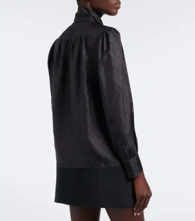 Gucci GG tie-neck silk twill blouse | Thumbnail 6