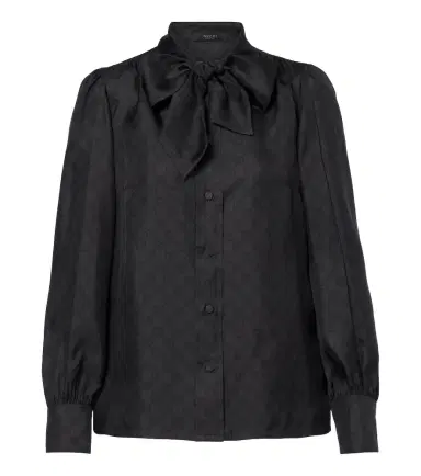 Gucci GG tie-neck silk twill blouse | Thumbnail 1