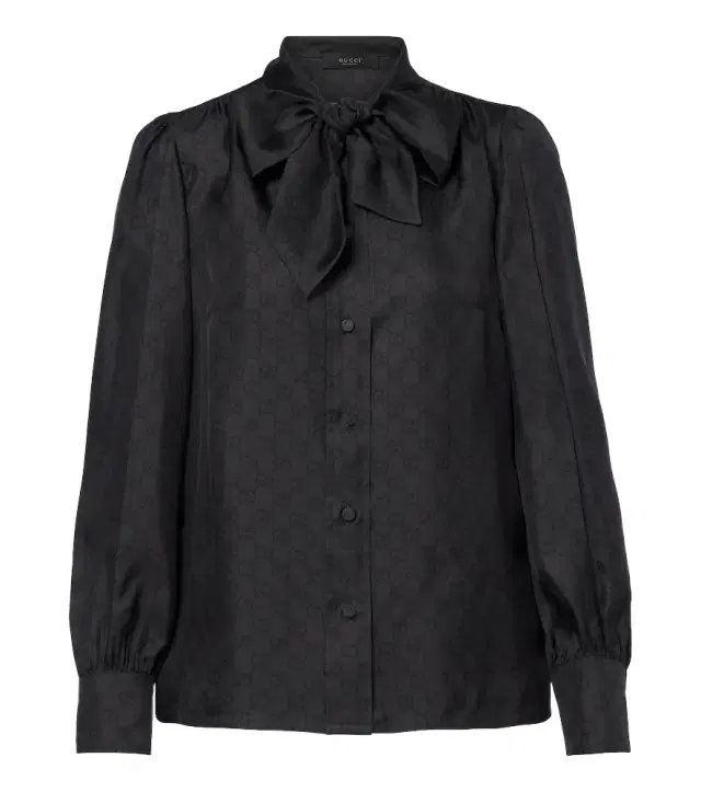 Gucci GG tie-neck silk twill blouse