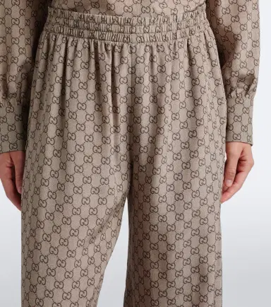 Gucci GG silk crêpe de chine palazzo pants | Thumbnail 3