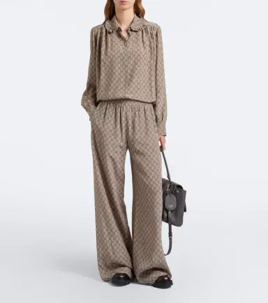 Gucci GG silk crêpe de chine palazzo pants | Thumbnail 6