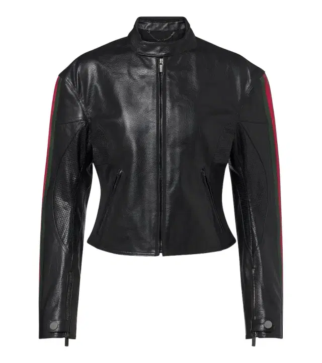 Gucci Web Stripe leather biker jacket