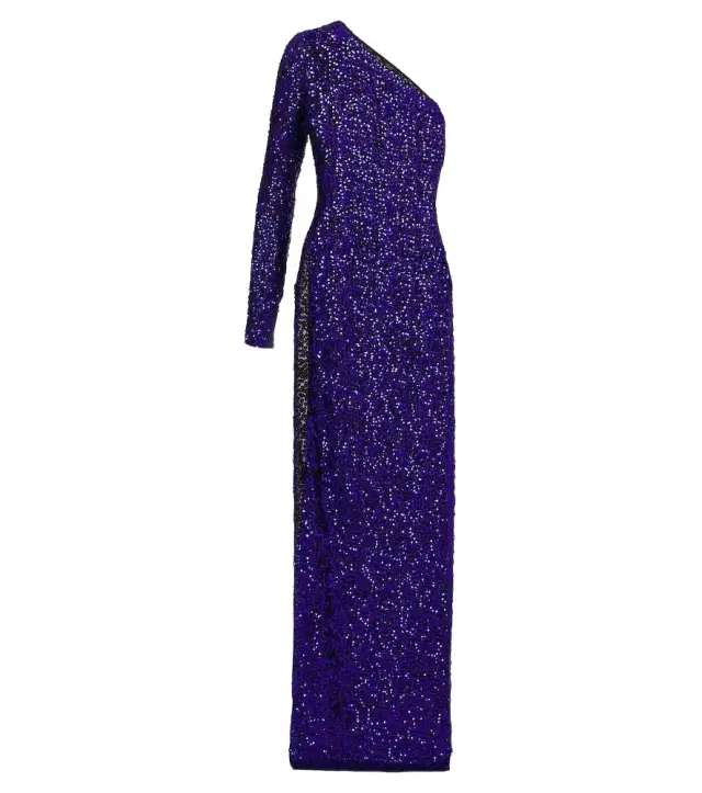 Gucci Sequined one-shoulder silk gown
