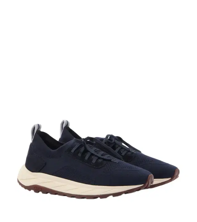 Fedeli Knitted suede-trimmed sneakers