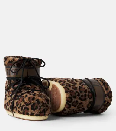 Moon Boot Kids Icon Low leopard-print teddy snow boots | Thumbnail 4