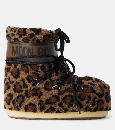 Moon Boot Kids Icon Low leopard-print teddy snow boots | Thumbnail 5