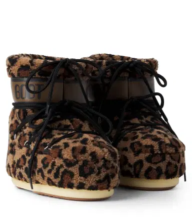 Moon Boot Kids Icon Low leopard-print teddy snow boots | Thumbnail 1
