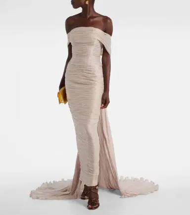Marmar Halim Off-shoulder pleated bustier gown | Thumbnail 7