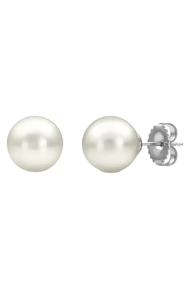 BAGGINS Akoya Pearl Round Stud Earrings - White Gold - 5.5mm