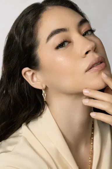 PARULINA Diamond Medium Briar Hoop Earrings - Yellow Gold | Thumbnail 2