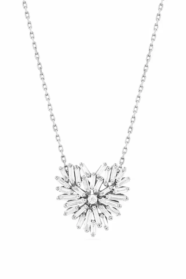 Suzanne Kalan Diamond Mini Heart Necklace - White Gold