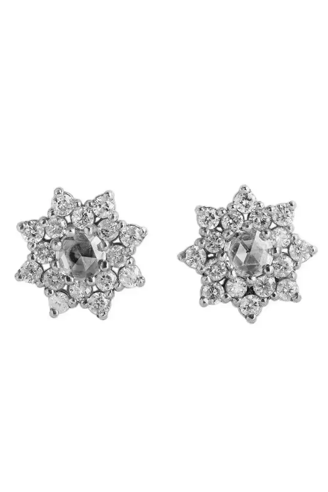 PARULINA Diamond Sherzade Stud Earrings - White Gold