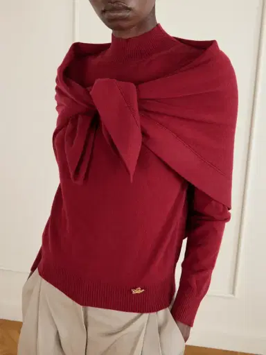 Oscar de la Renta Scarf-detailed Cashmere Sweater | Thumbnail 5