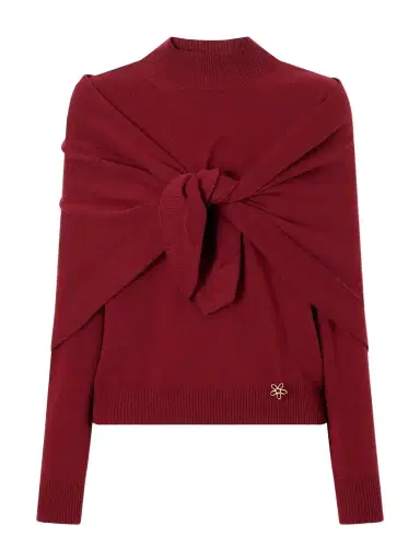 Oscar de la Renta Scarf-detailed Cashmere Sweater | Thumbnail 1