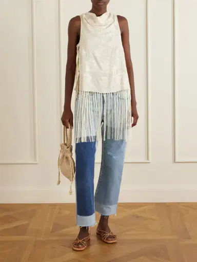 Sea Priscilla Floral-embroidered Fringed Crepe Vest | Thumbnail 2 Sea Priscilla Floral-embroidered Fringed Crepe Vest | Thumbnail 2