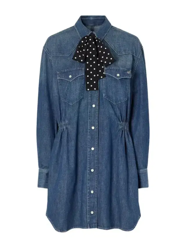 Valentino Garavani Scarf-detailed Denim Mini Dress
