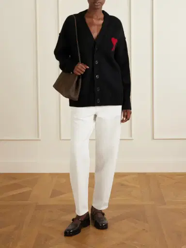 AMI PARIS Intarsia Merino Wool Cardigan | Thumbnail 2 AMI PARIS Intarsia Merino Wool Cardigan | Thumbnail 2