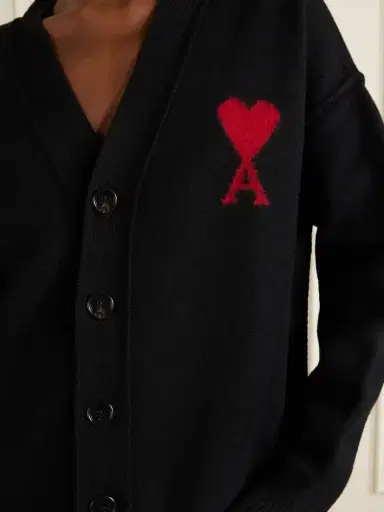 AMI PARIS Intarsia Merino Wool Cardigan | Thumbnail 4 AMI PARIS Intarsia Merino Wool Cardigan | Thumbnail 4