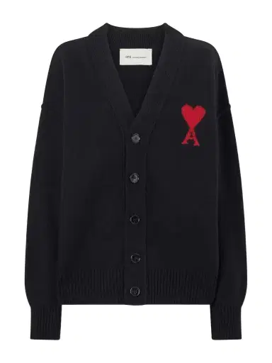 AMI PARIS Intarsia Merino Wool Cardigan | Thumbnail 1 AMI PARIS Intarsia Merino Wool Cardigan | Thumbnail 1