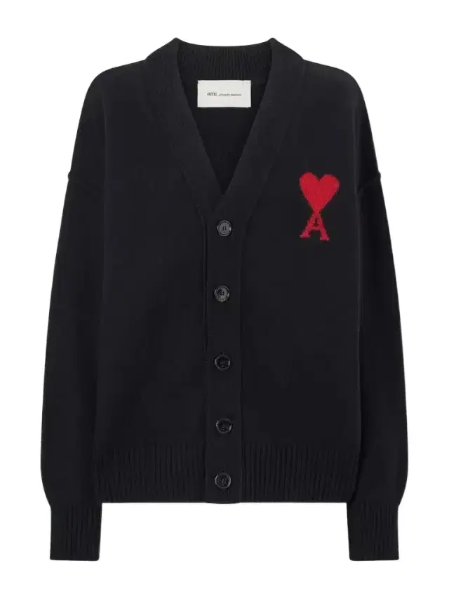 AMI PARIS Intarsia Merino Wool Cardigan
