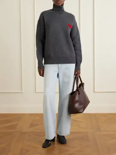 AMI PARIS Oversized Intarsia Wool Turtleneck Sweater | Thumbnail 2