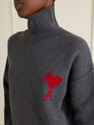 AMI PARIS Oversized Intarsia Wool Turtleneck Sweater | Thumbnail 4