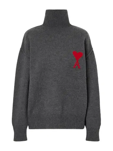 AMI PARIS Oversized Intarsia Wool Turtleneck Sweater | Thumbnail 1