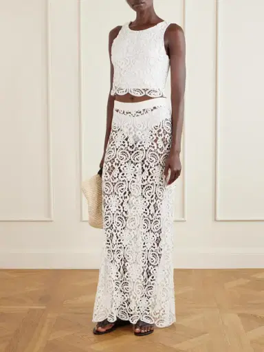 Miguelina Rosi Cropped Guipure Lace-trimmed Cotton-jersey Top | Thumbnail 2