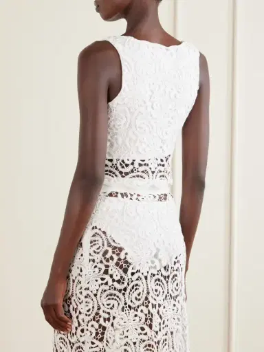 Miguelina Rosi Cropped Guipure Lace-trimmed Cotton-jersey Top | Thumbnail 4